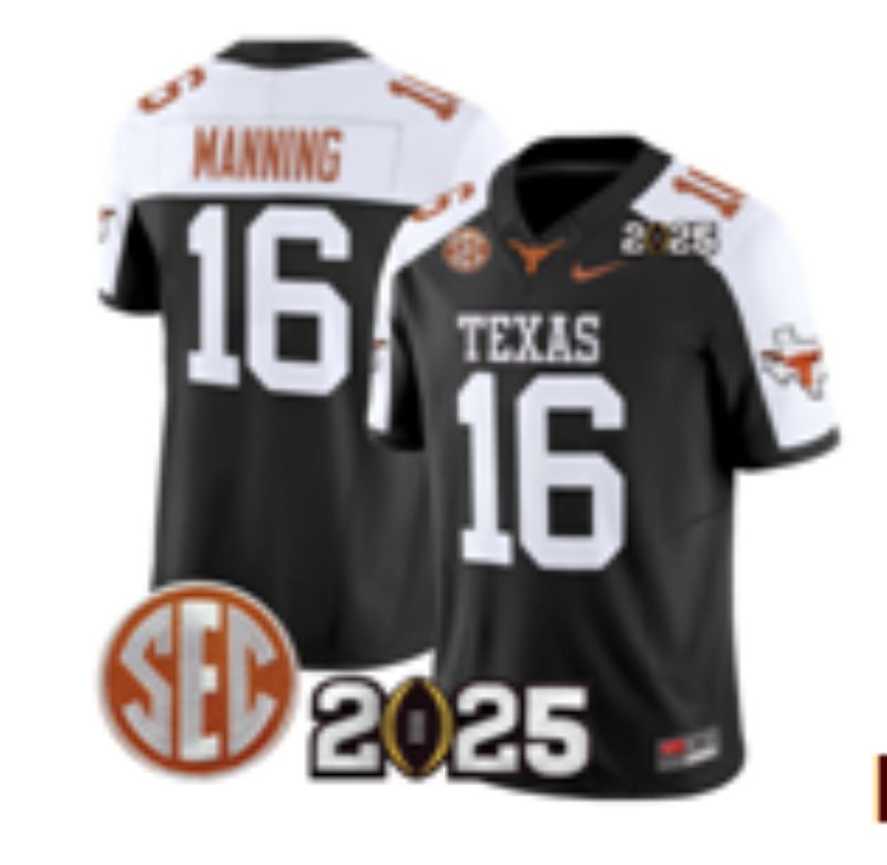 Men 2025 Texas Longhorns #16 Manning Black Nike NCAA Jersey style 04->ncaa teams->NCAA Jersey